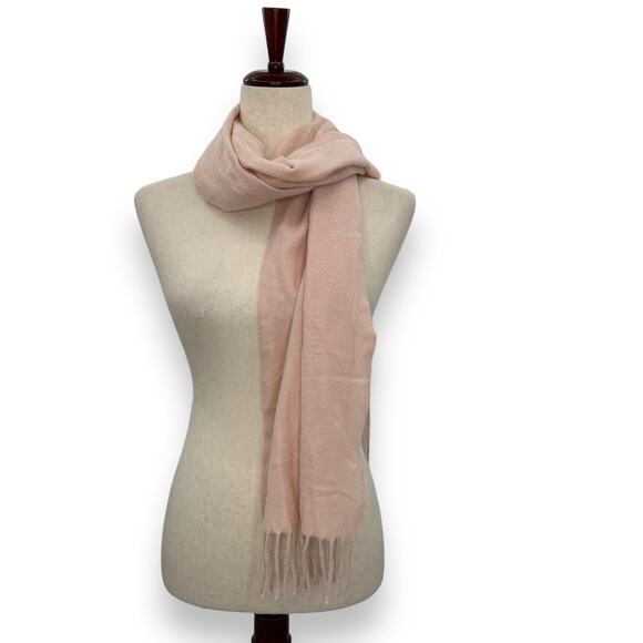 NEW Style & Co Light Pink Fringe Scarf Oblong Rectangle Solid Knit Warm & Cozy - Picture 2 of 14